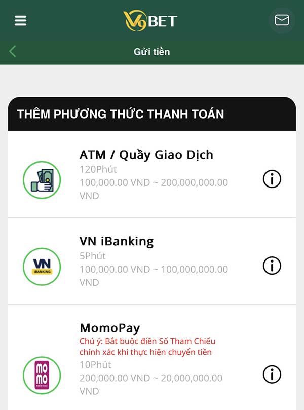 Cách nạp tiền vào V9bet bằng internet banking Cách nạp tiền vào V9bet bằng internet banking